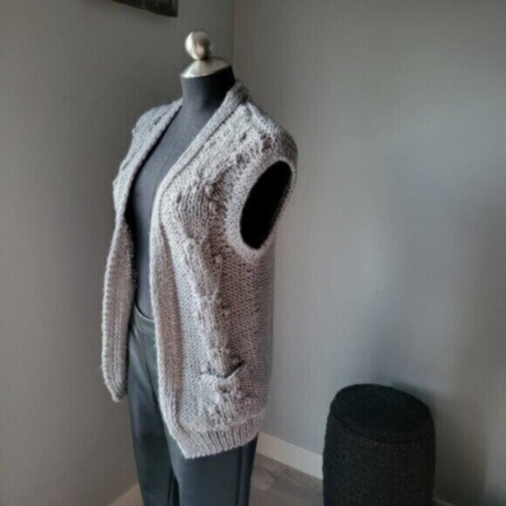 Vintage Knit Sweater Vest Sz S Grey